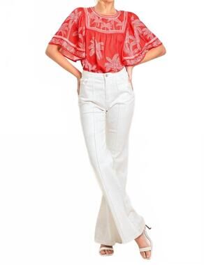 NEW FLYING TOMATO printed woven top in red